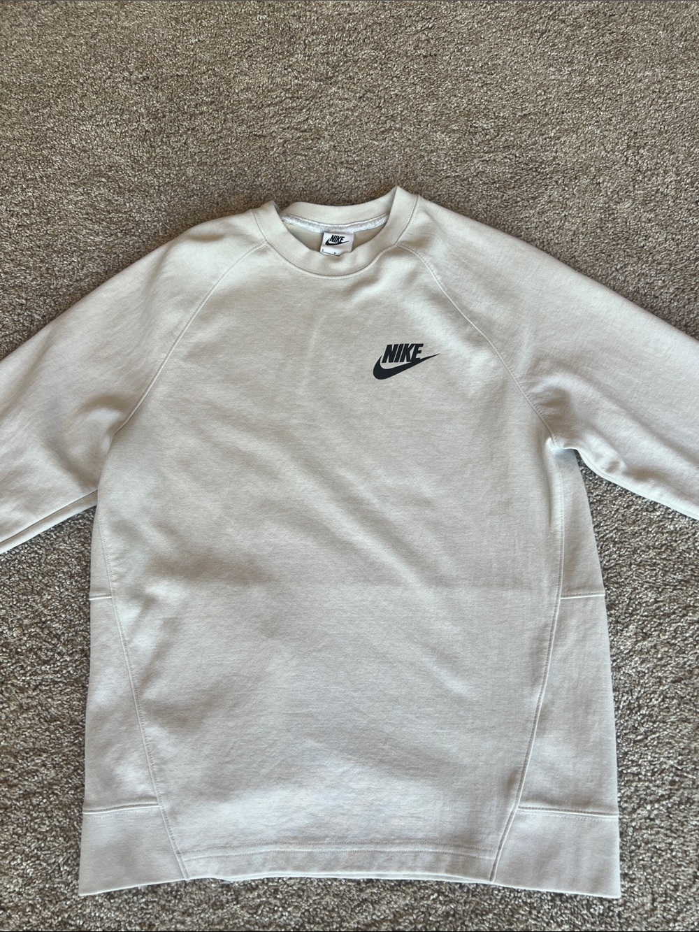 Nike Men’s Off-White Crewneck Sweatshirt with Black Logo